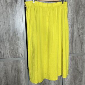 Eileen Fisher Skirt Size XL Gathered Maxi Pockets Seersucker Yellow NWT